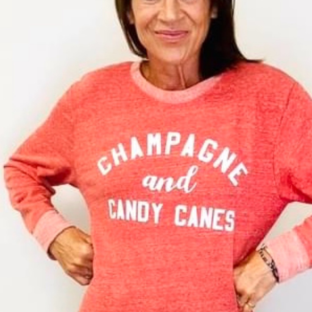 Champagne and Candy Cane Lightweight Sweatshirt size Small